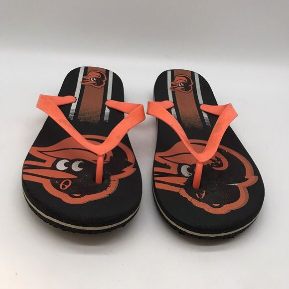 Baltimore Orioles Flip Flop Sandals MLB Team Bean Unisex Thongs Orange & Black - Picture 2 of 10